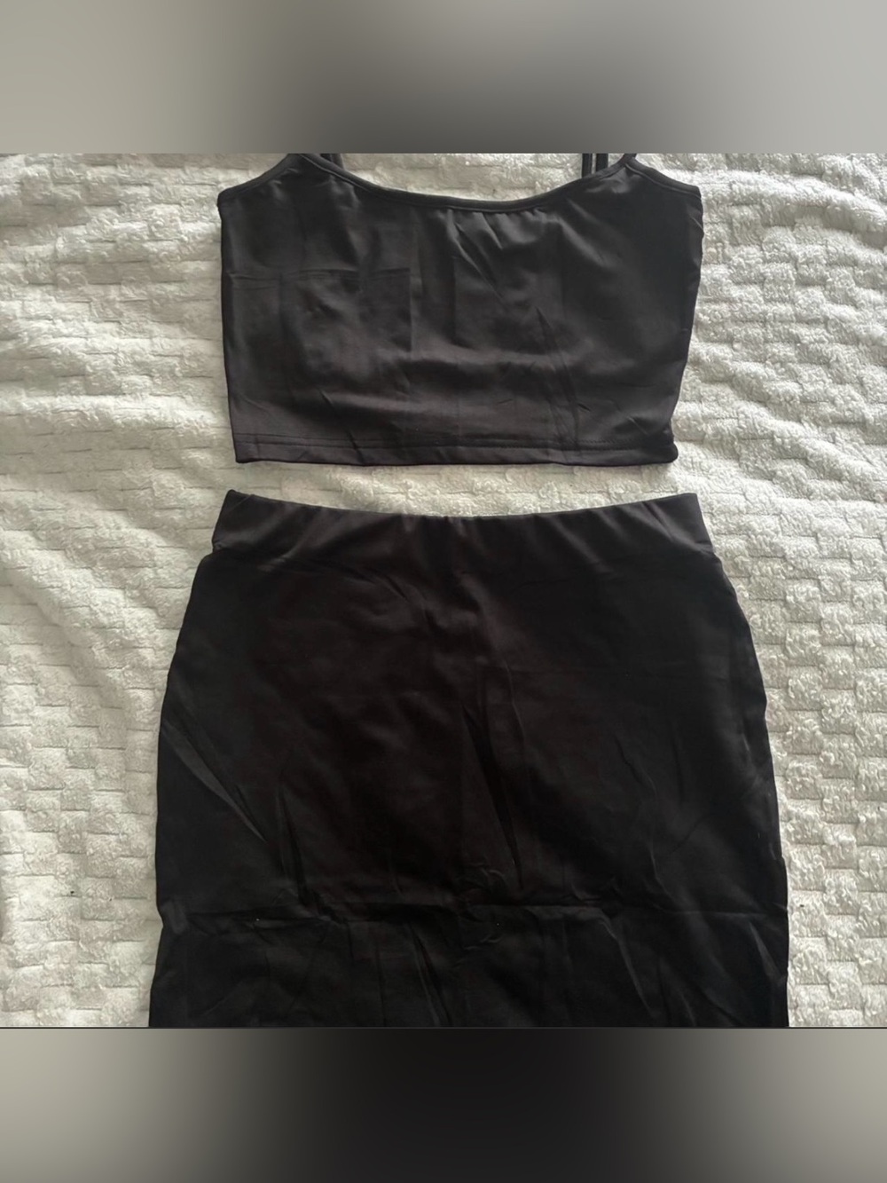 High-Waist Black mini Skirt - Sleek Women's Skirt with spaghetti crop top